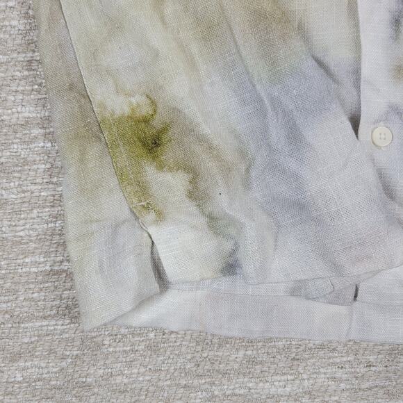 Zara Tie Dye Shirt Mens Small Linen Blend Button Viscose Summer Watercolor New - Picture 9 of 14